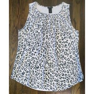 Ann Taylor Sheer Tank Top Women's Medium Animal Print Dressy Gray Cream